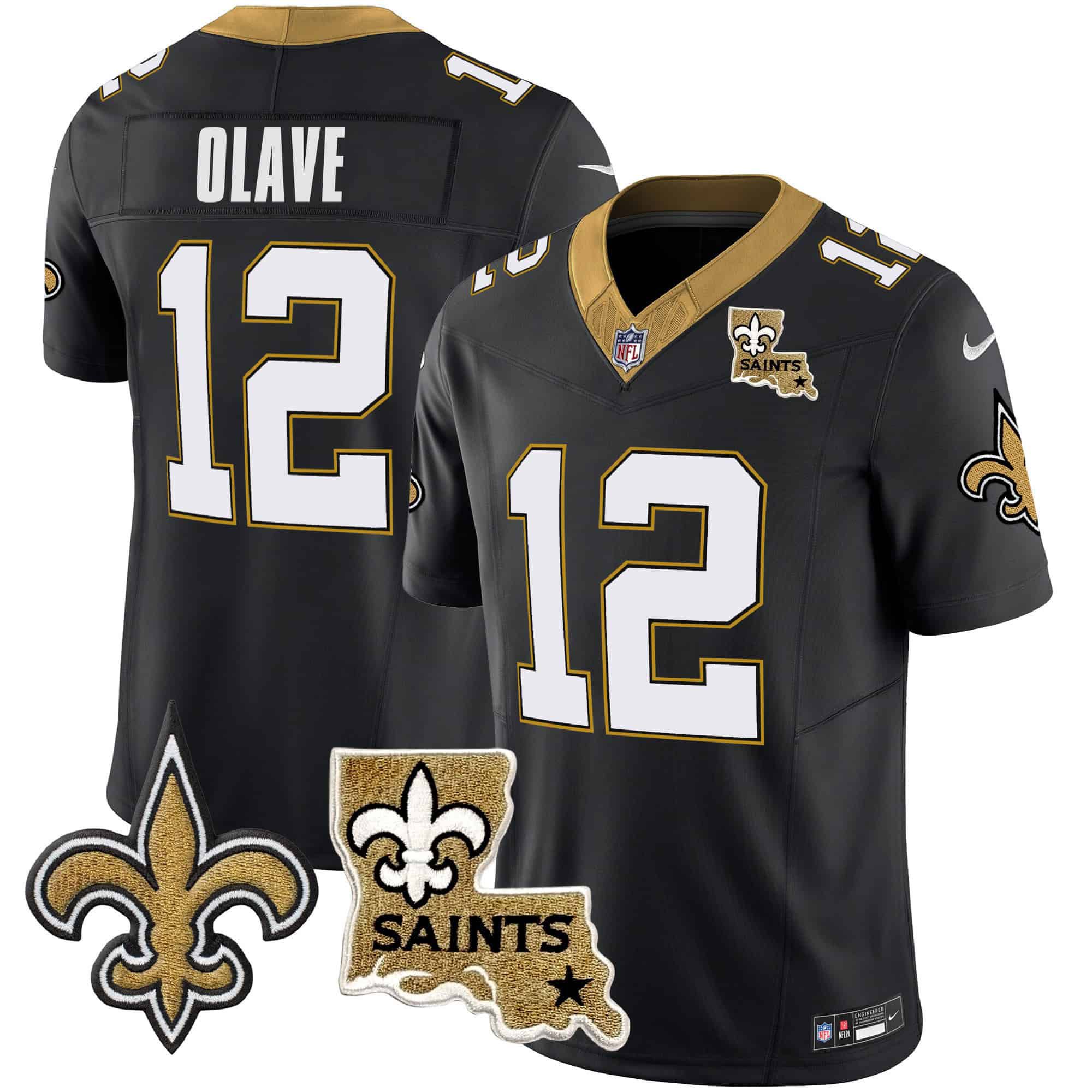 Men New Orleans Saints #12 Olave Black 2024 Nike Vapor Limited NFL Jersey style 1